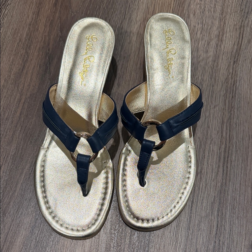Lilly Pulitzer Gold and Black Sandals